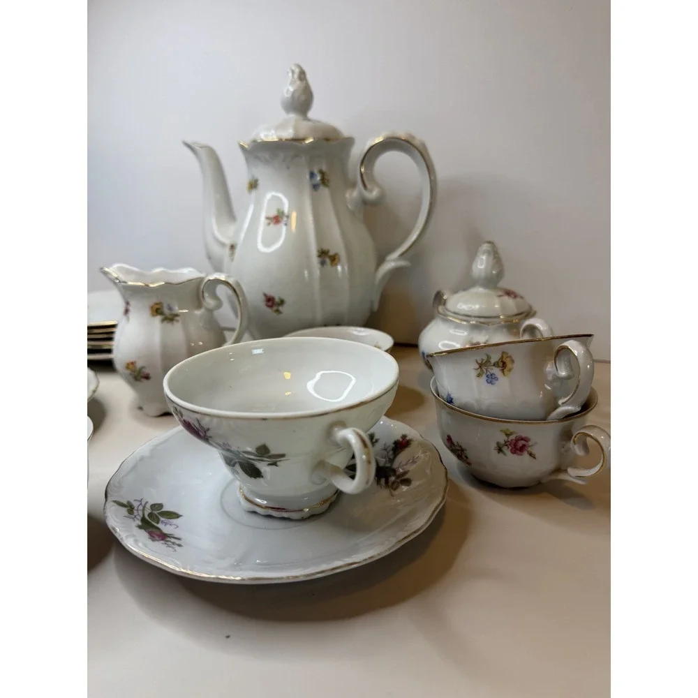 Vintage IJB Germany US Zone 21 Pc. Porcelain Tea Set 1946-1948.